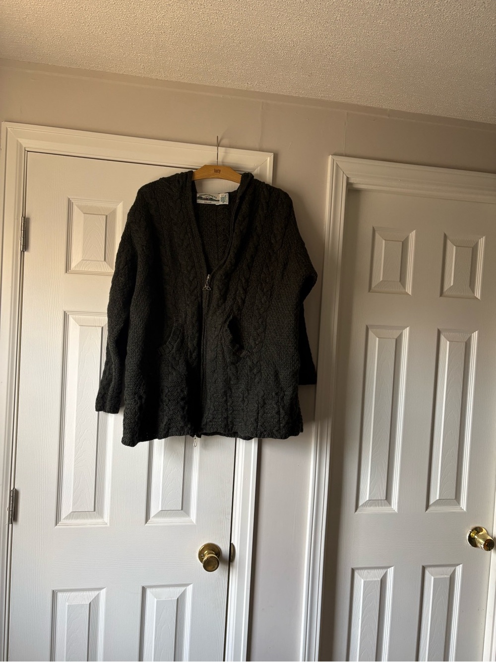 Aran Crafts Dark Gray Cable Zip Cardigan